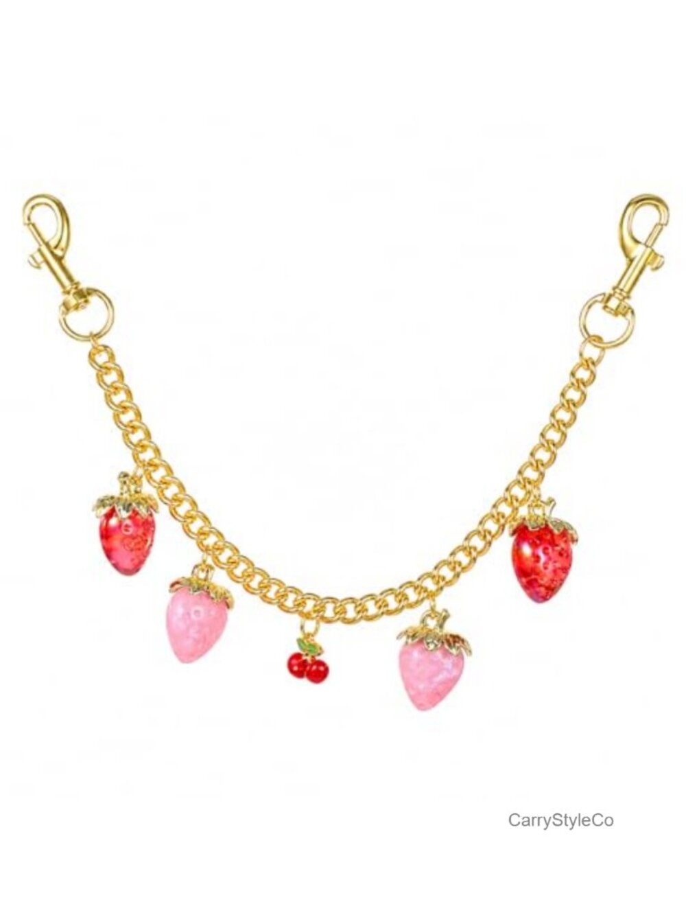 Cherry Strawberry Gold Charm Decorative Chain Purse Bag Accessory